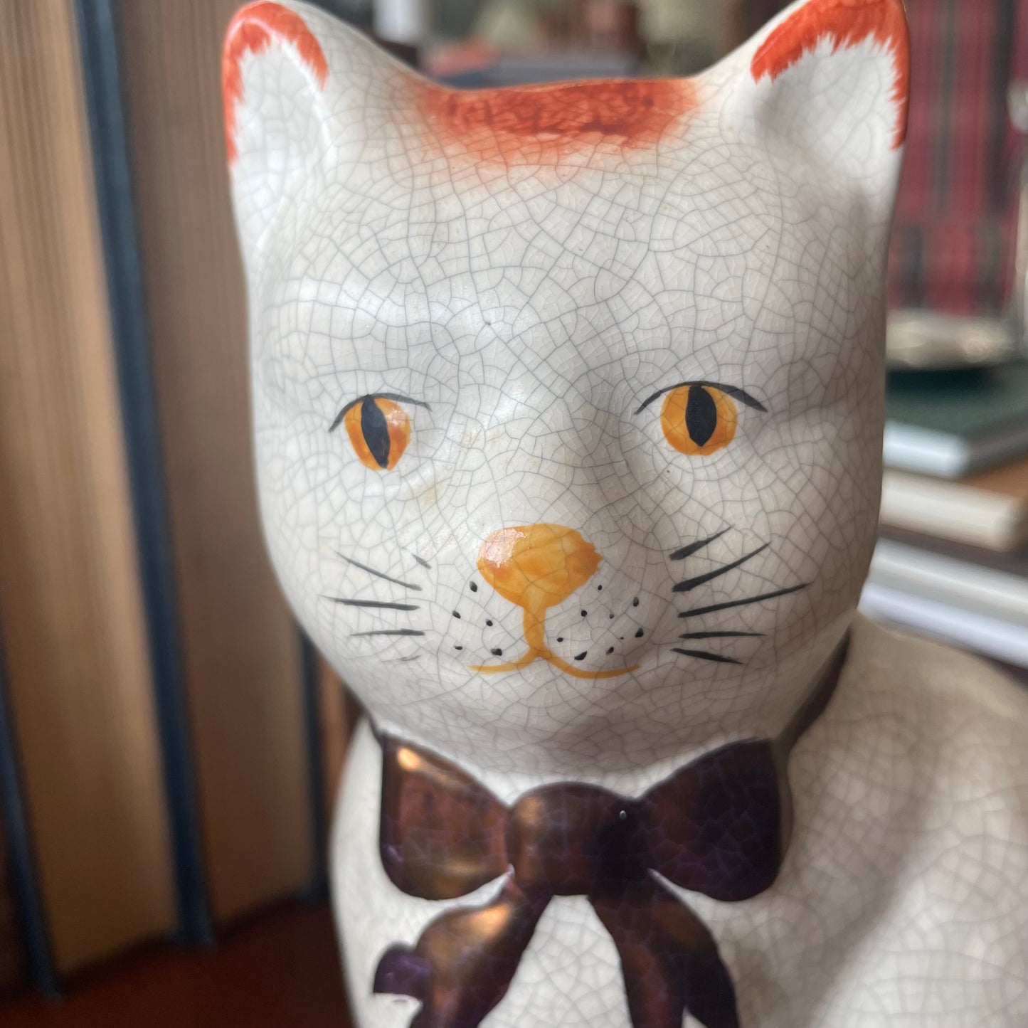 Staffordshire Cat Figurines with Bows – 1970s Collectible Pair