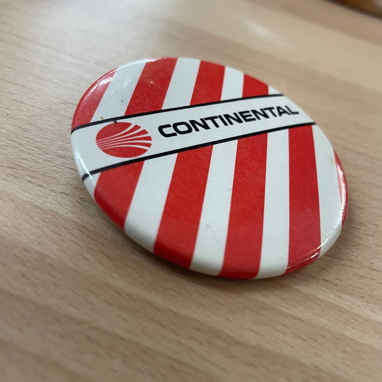 Vintage Continental Airlines Red & White Striped Logo Pinback Button – 2.25”