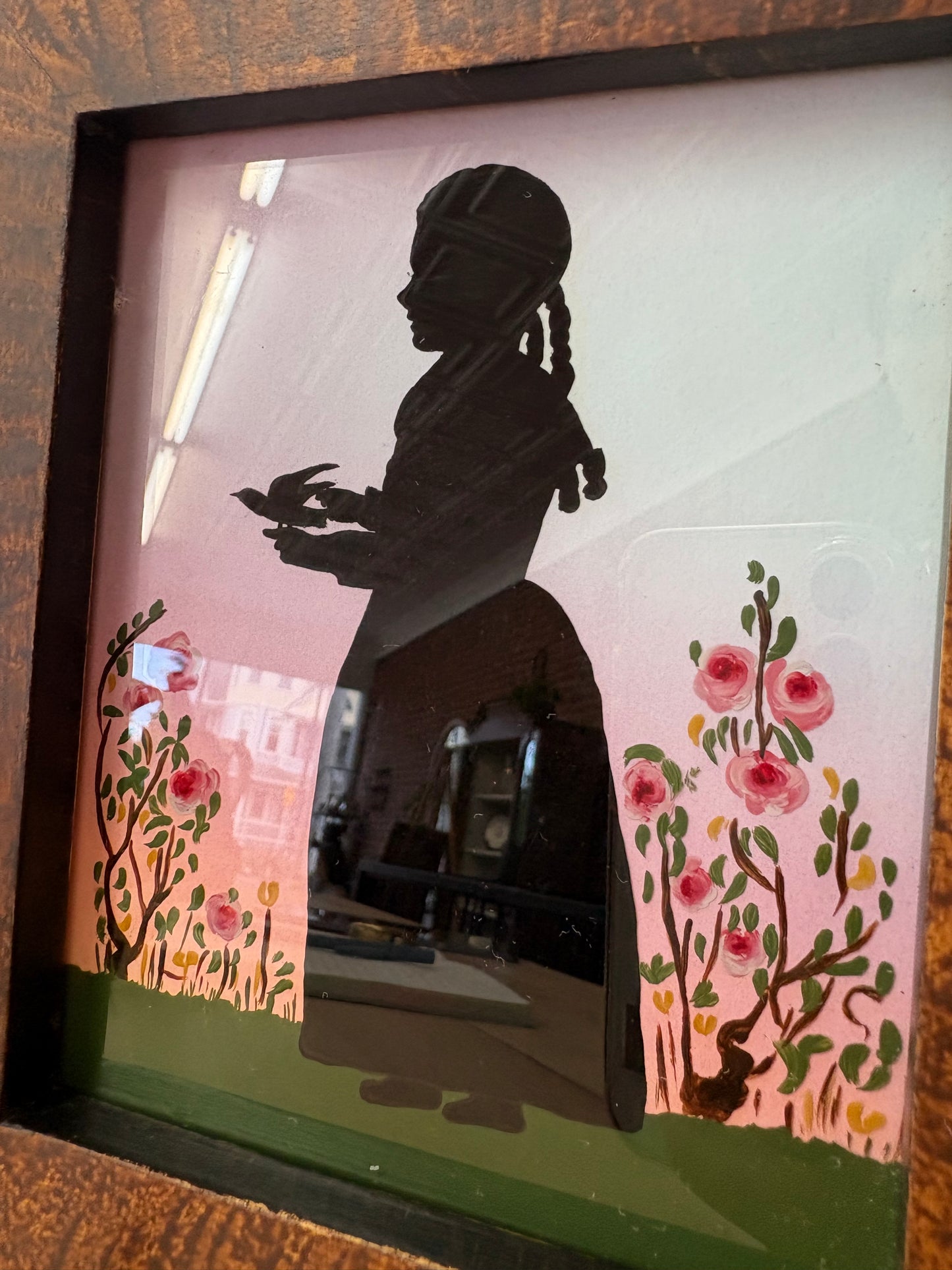 Framed Silhouettes by Carolyn Spears – Boy & Girl Set, Fairfield CT Folk Art