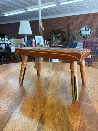 Pennsylvania Dutch folk art footstool, side view