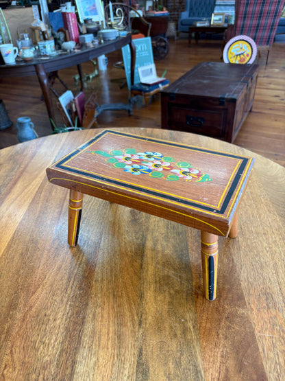 J.S. Ebersol '66 signature on hand-painted footstool