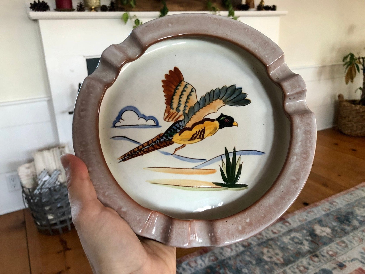 1950s Stangl Pottery Sportsman Series Hand Painted Pheasant Ashtray, Trenton New Jersey Bird Hunting Decor - Loom Vintage