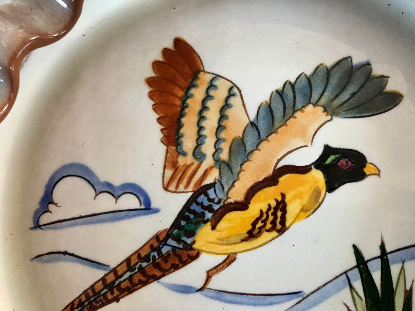 1950s Stangl Pottery Sportsman Series Hand Painted Pheasant Ashtray, Trenton New Jersey Bird Hunting Decor - Loom Vintage