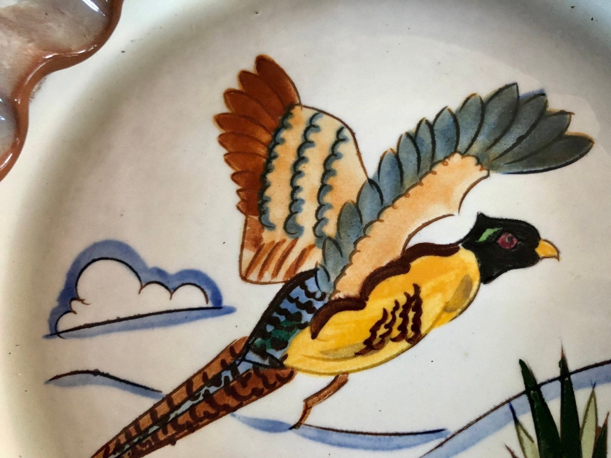 1950s Stangl Pottery Sportsman Series Hand Painted Pheasant Ashtray, Trenton New Jersey Bird Hunting Decor - Loom Vintage
