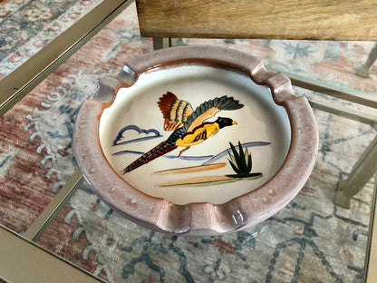 1950s Stangl Pottery Sportsman Series Hand Painted Pheasant Ashtray, Trenton New Jersey Bird Hunting Decor - Loom Vintage