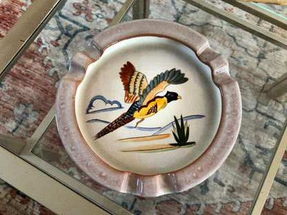 1950s Stangl Pottery Sportsman Series Hand Painted Pheasant Ashtray, Trenton New Jersey Bird Hunting Decor - Loom Vintage