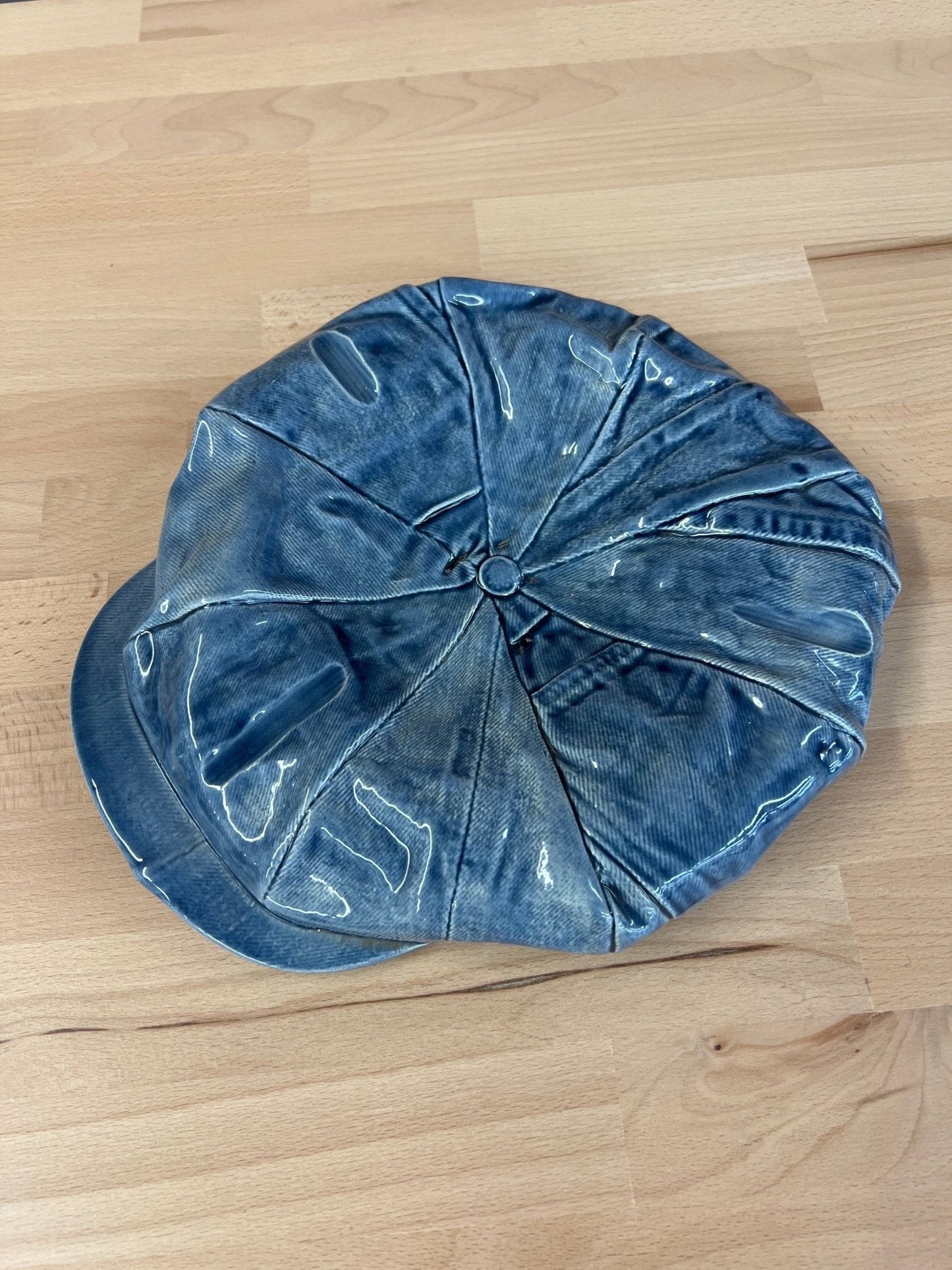 1970s Sittre Ceramic Denim Newsboy Cap – Signed “The Kid” Ashtray / Catchall - Loom Vintage