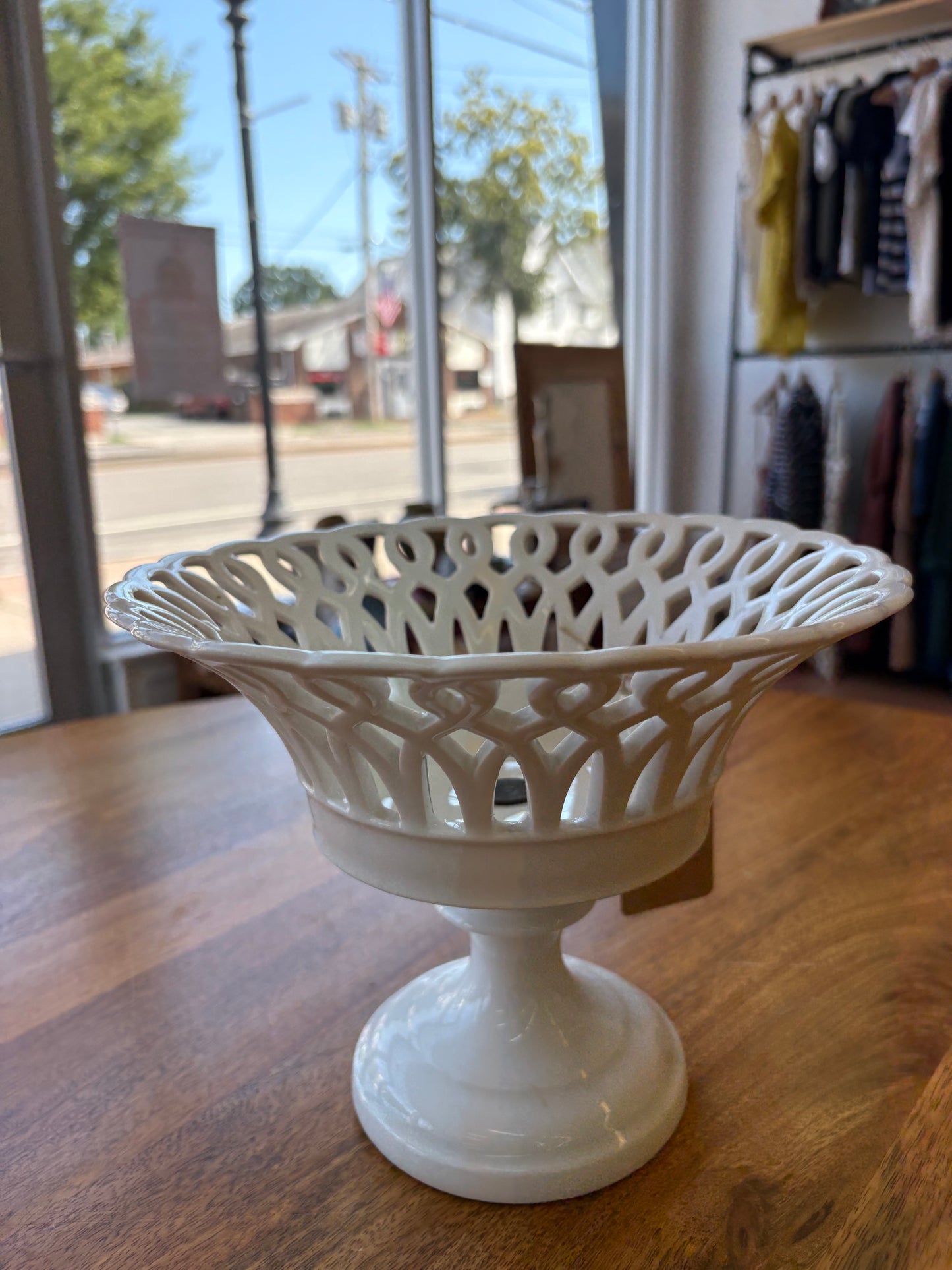 Antique Old Paris White Porcelain Compote – Reticulated Pedestal Bowl, 1800s