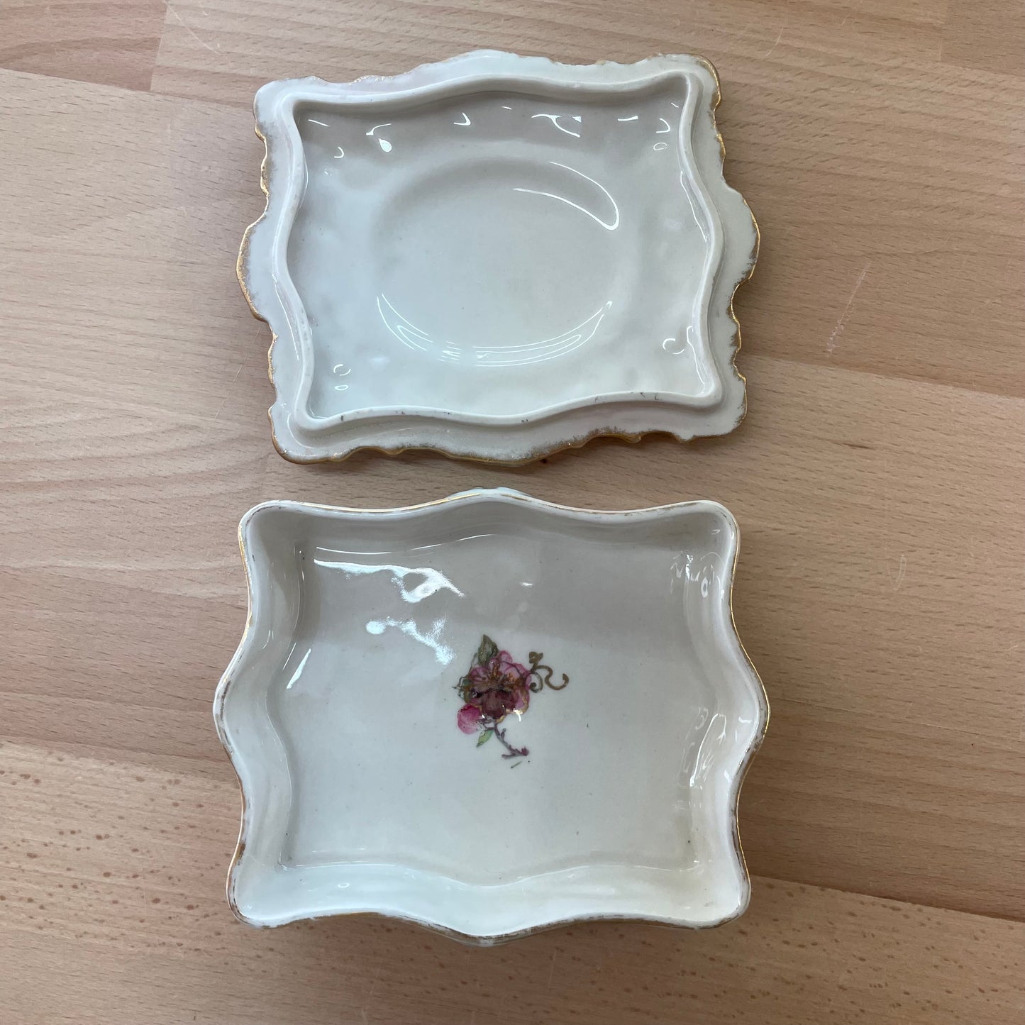 Lecot China Hand-Painted Floral Trinket Box with Gilded Detail