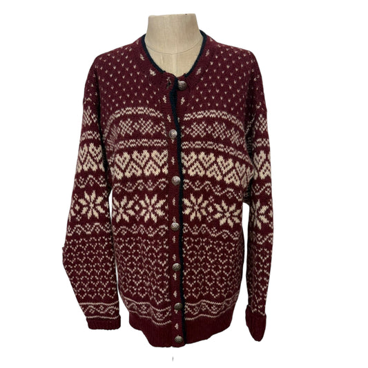 Vintage L.L. Bean Wool Blend Nordic Cardigan, Made in USA, Size M