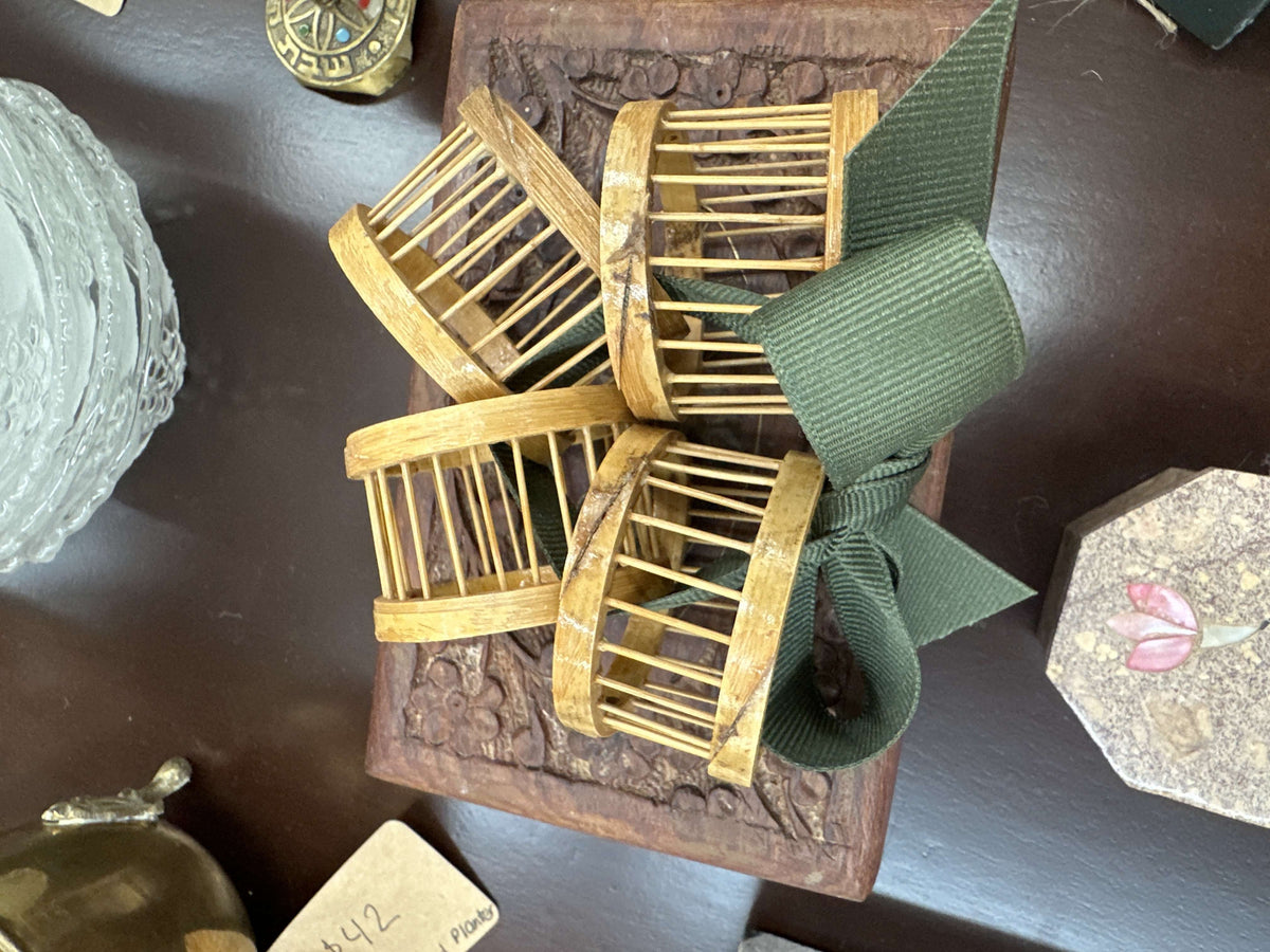 Bamboo Napkin Rings, Set of 4 — Natural Woven Table Decor