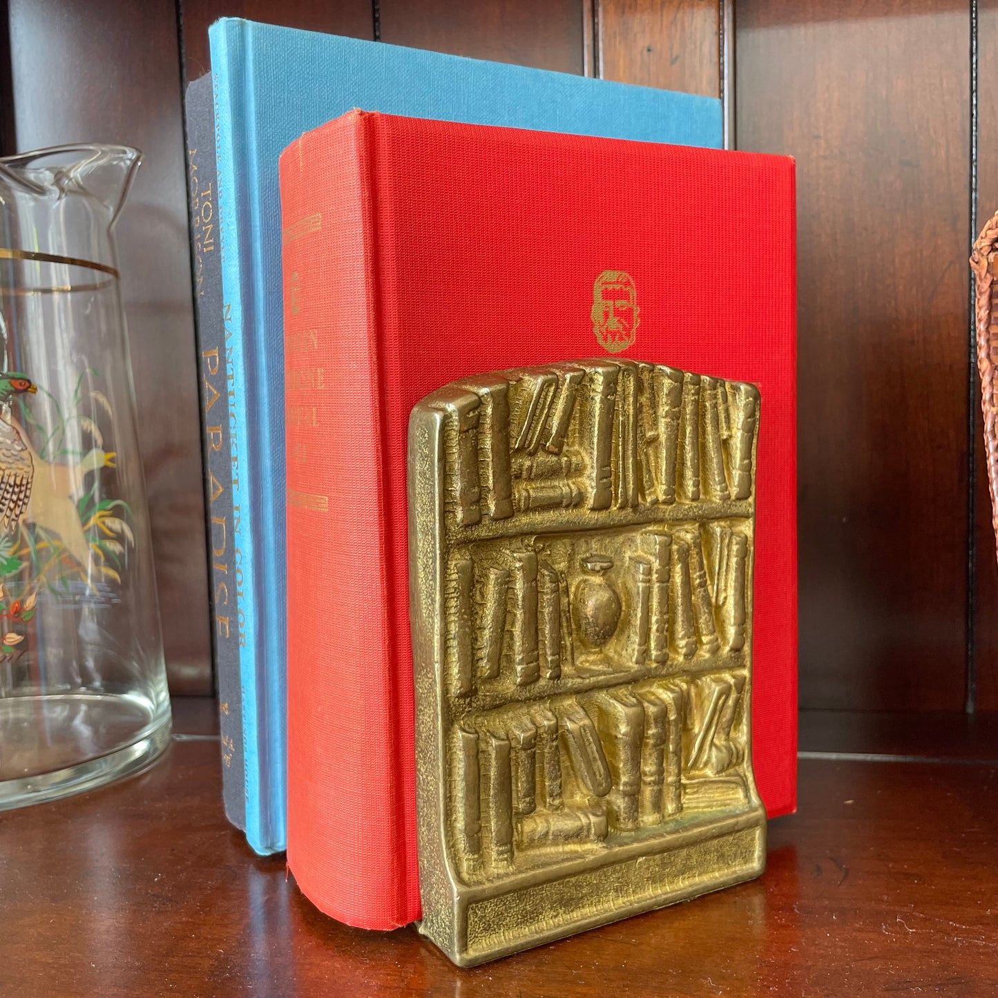 Vintage Brass Bookcase Bookends – Hollywood Regency Library Decor
