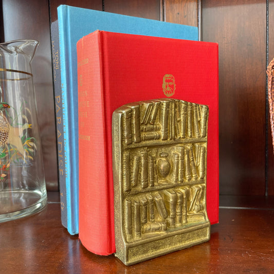 Vintage Brass Bookcase Bookends – Hollywood Regency Library Decor