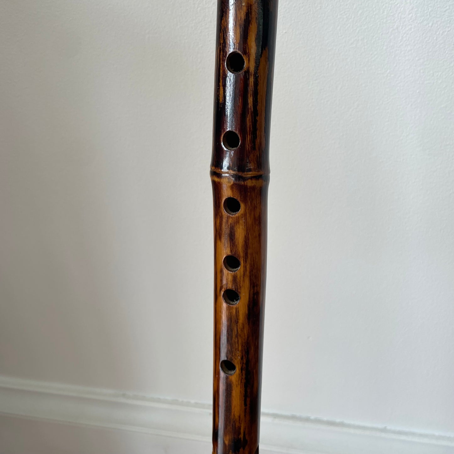 Flute Walking Stick with Compass – 4 ft, Hand-Carved Wood