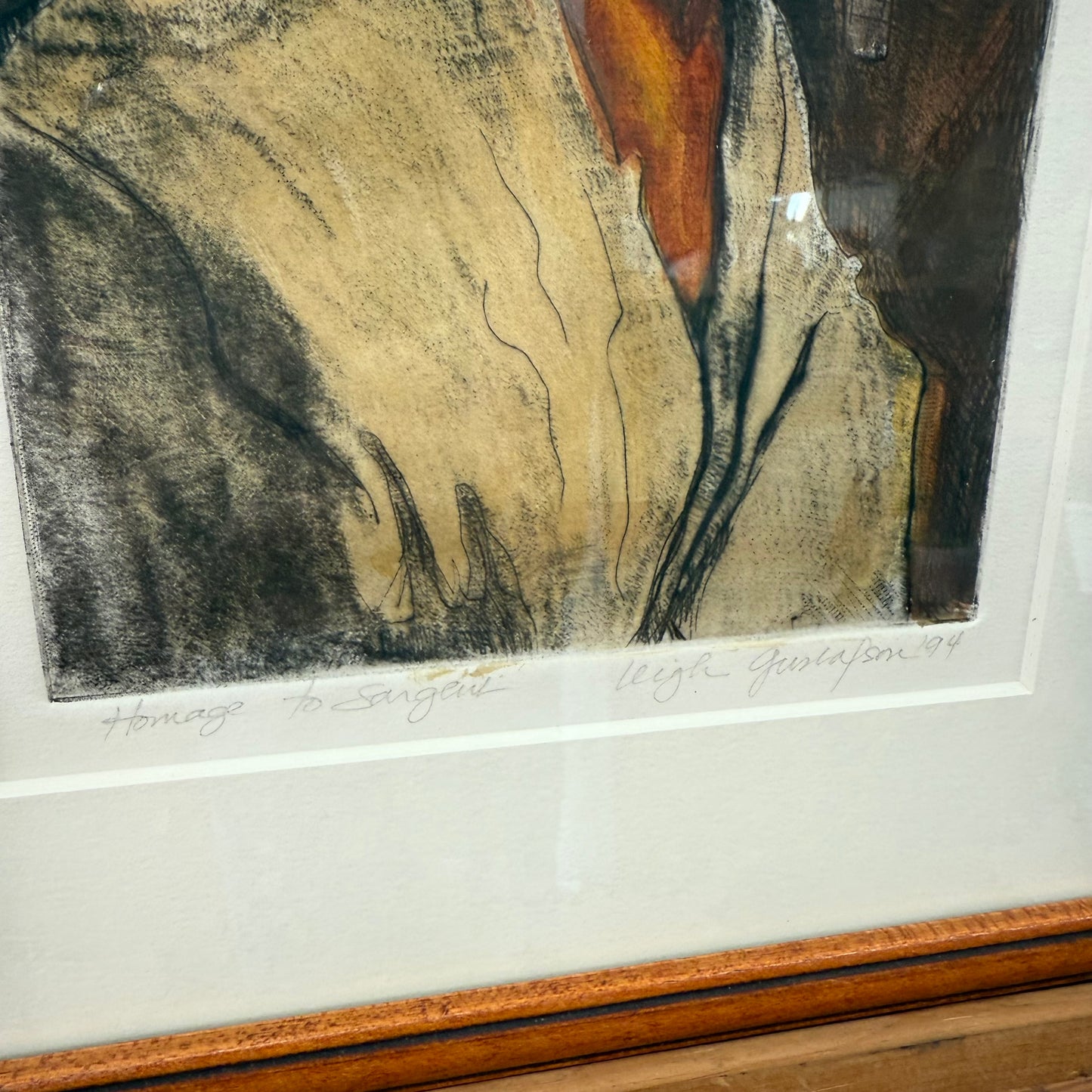 “Homage to Sargent” Signed Mixed Media Portrait by Leigh Gustafson, 1994