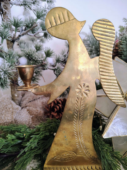 Vintage Brass Angel Candle Holder – Made in India