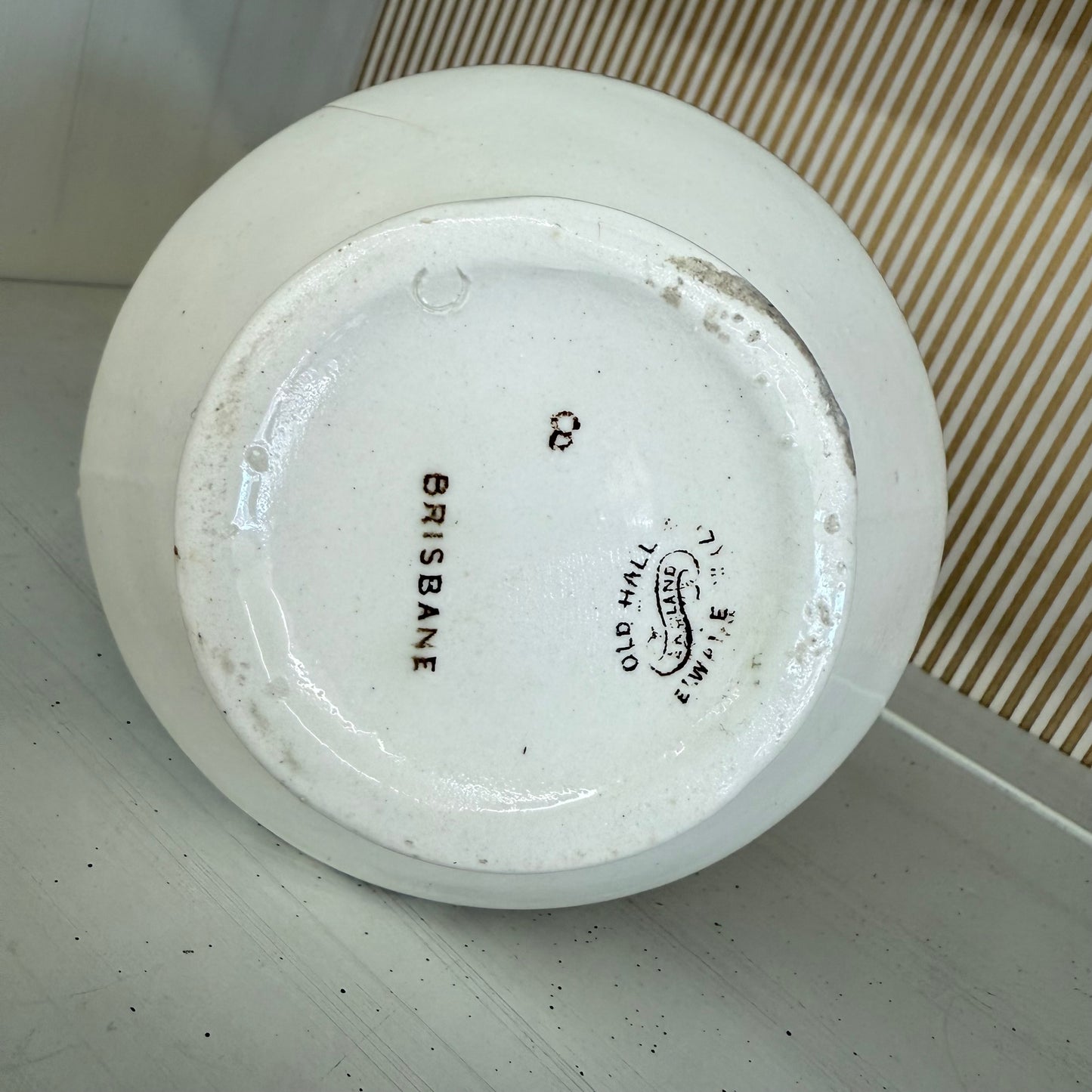 Vintage 1940s Old Hall England Earthenware Pitcher – Cream Glaze Ceramic Jug