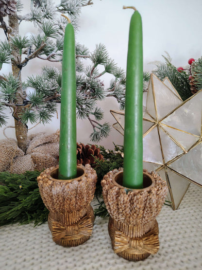 Vintage Wheat Sheaf Taper Candle Holders – Set of 2 – photo 4 of 7