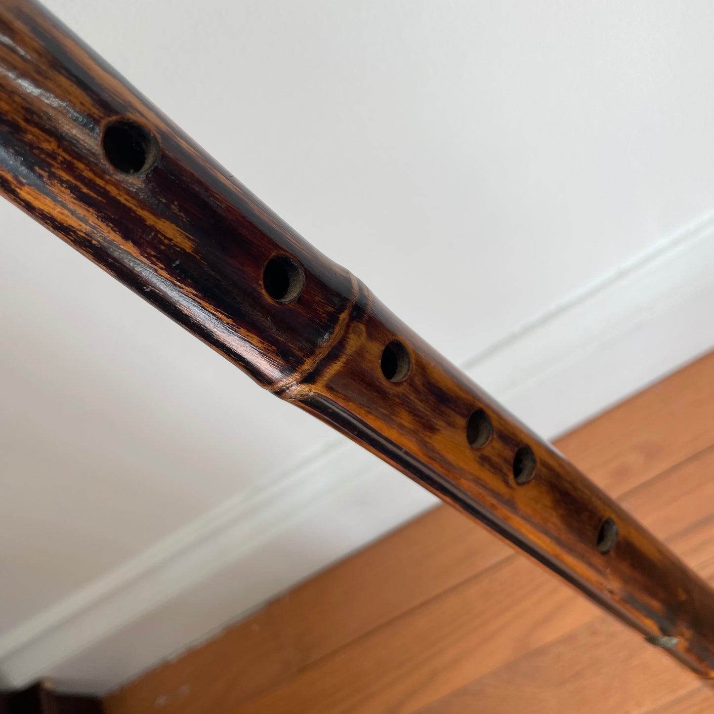 Flute Walking Stick with Compass – 4 ft, Hand-Carved Wood