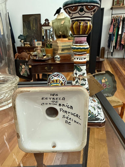 Hand-Painted Portuguese Ceramic Candle Holders — Folk Floral, Made in Portugal – photo 3 of 3