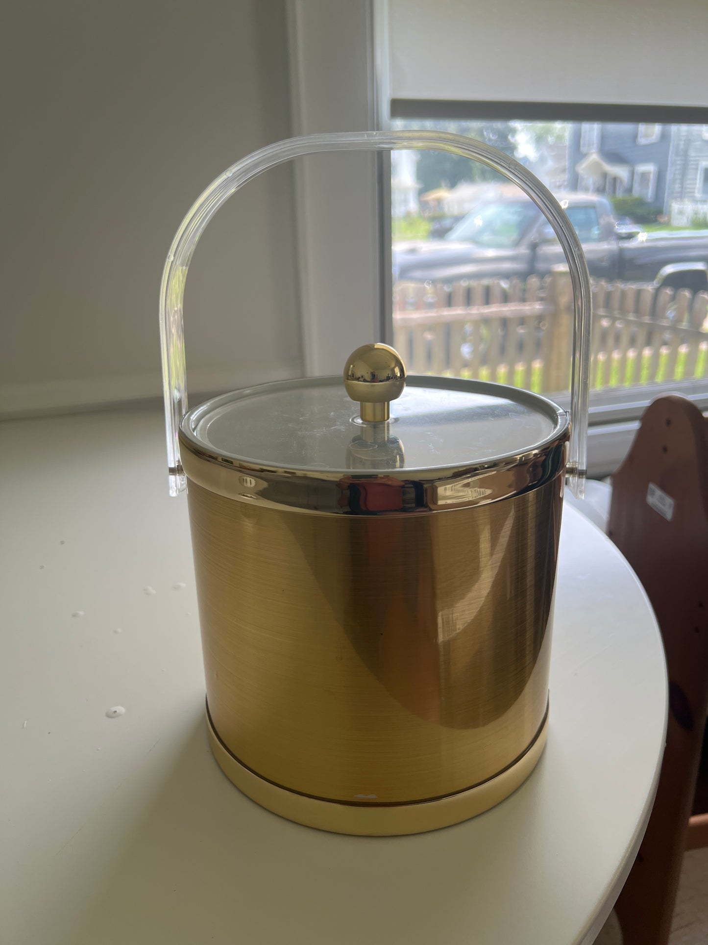 Culver Gold & Lucite Ice Bucket, Hollywood Regency Barware