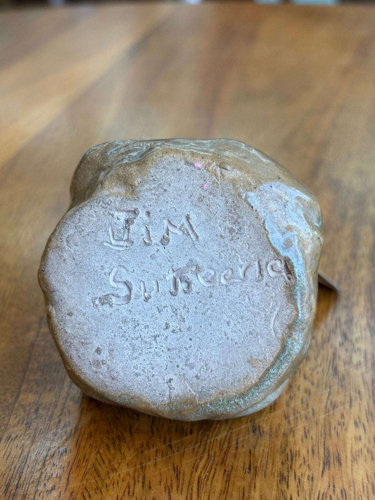 Studio pottery incense burner — signed base with maker's mark