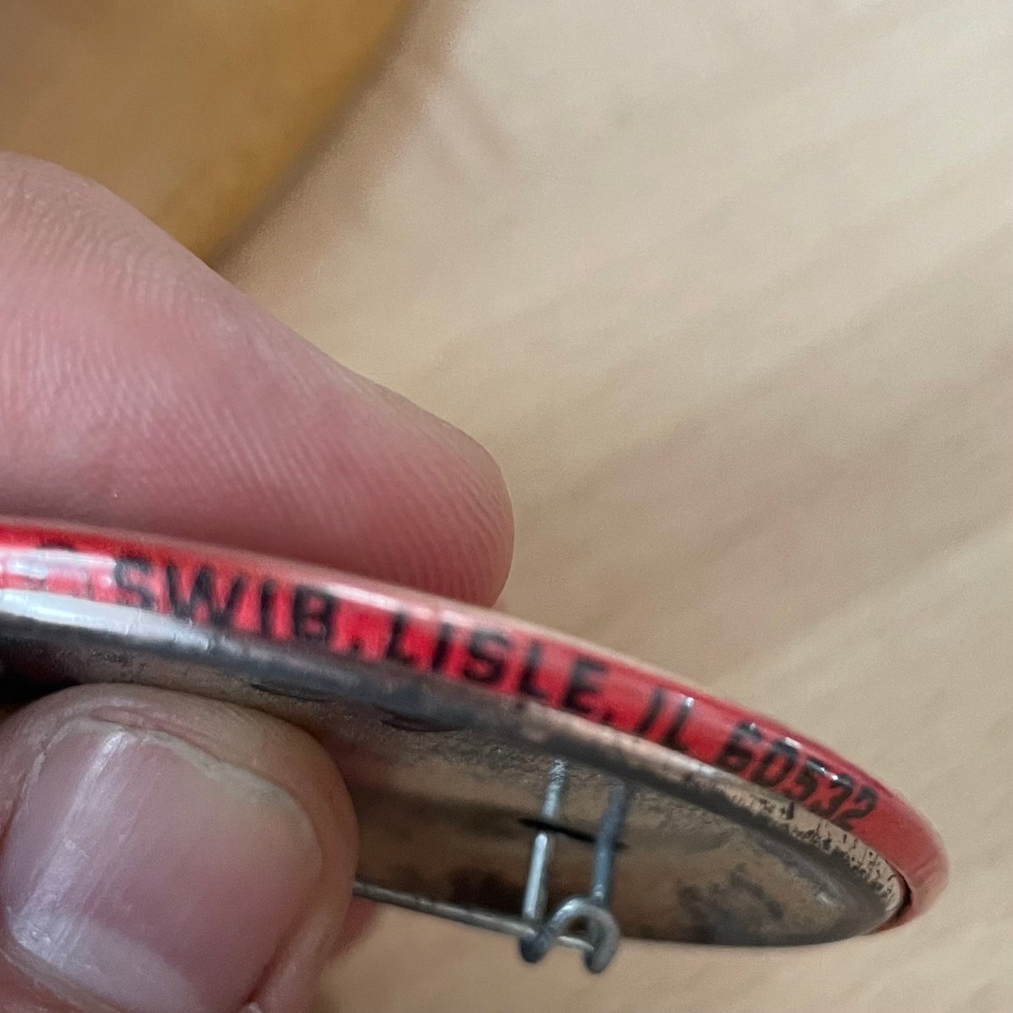 Vintage “Work is a Four Letter Word” Red Pinback Button – 2.25" Diameter