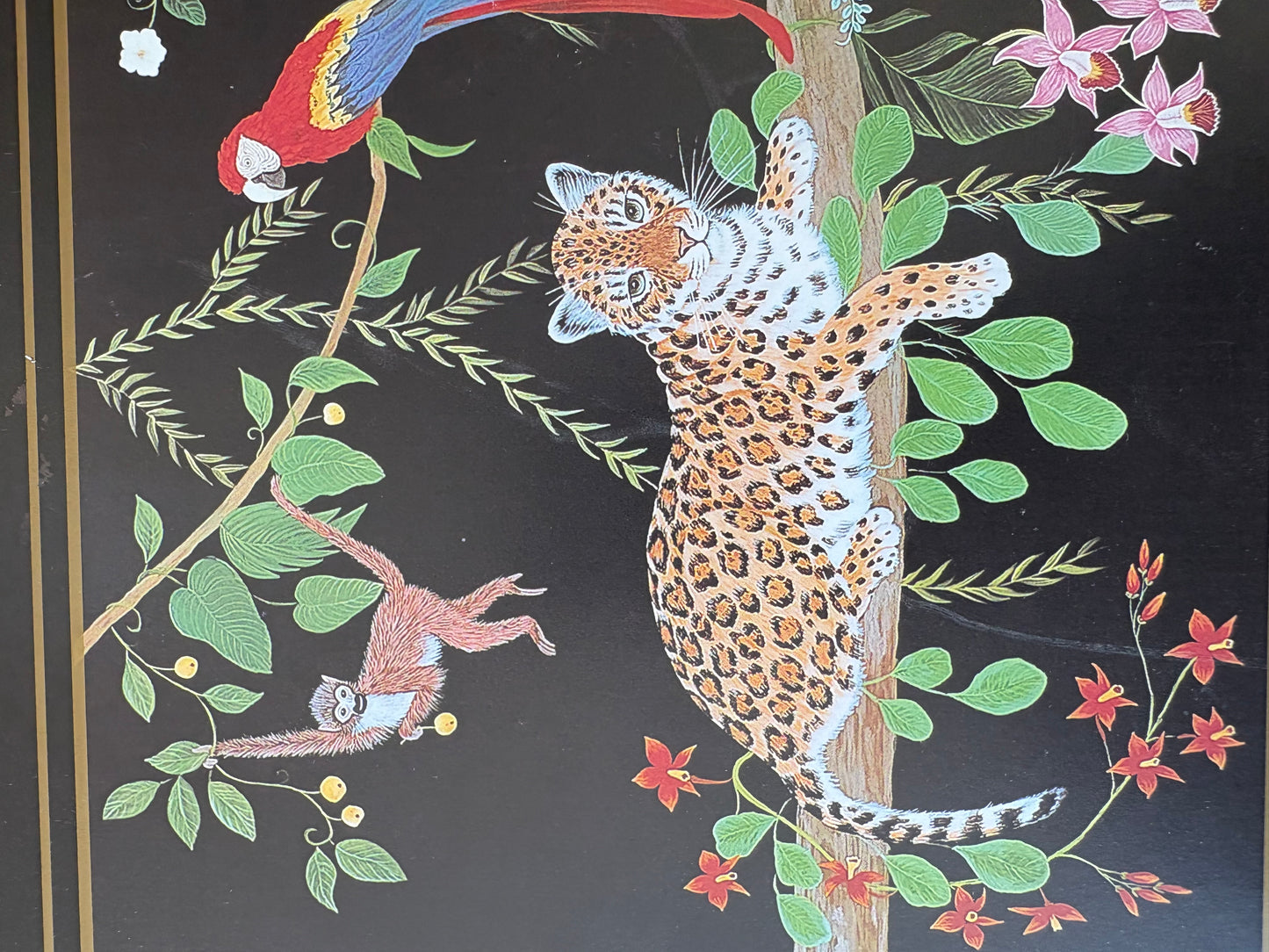 Lady Clare “Jaguar Jungle” Cork-Back Placemats – Lynn Chase Leopards, Set of 3