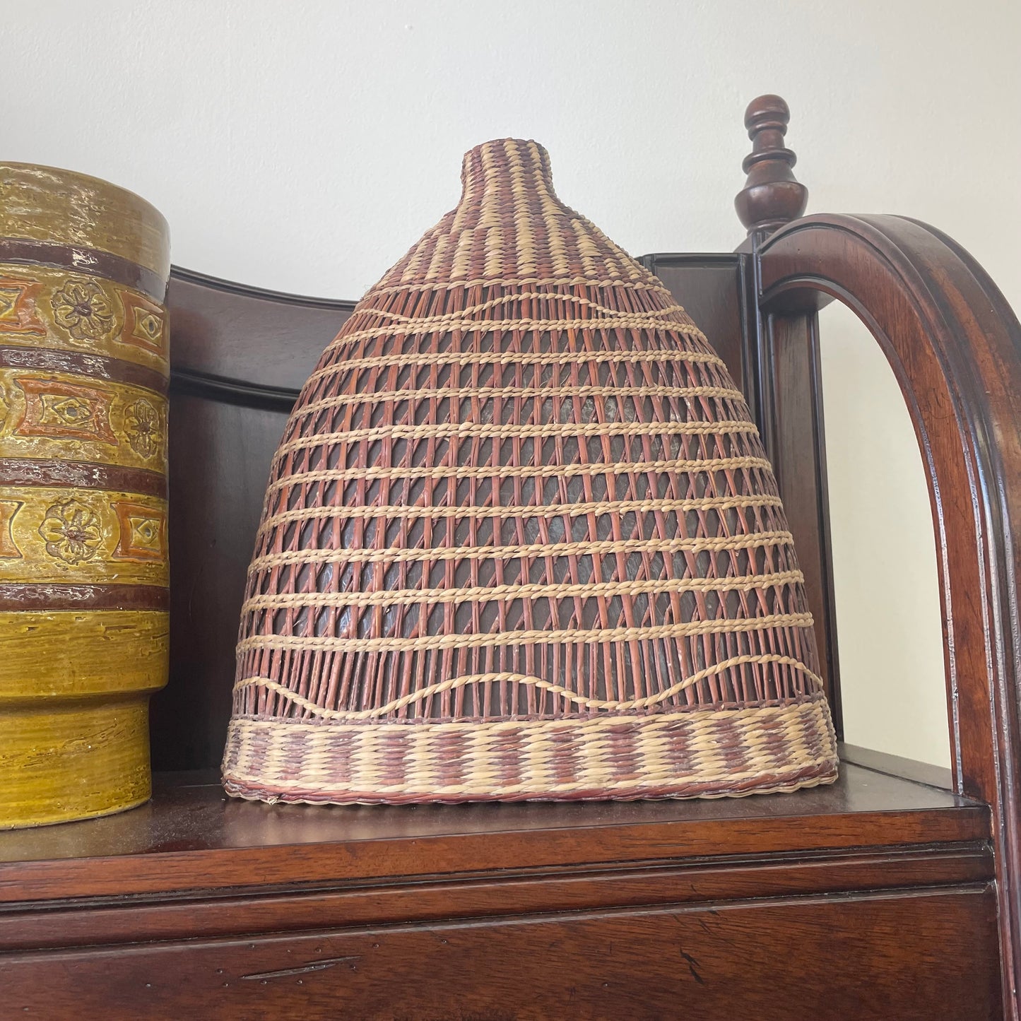 Handwoven Brown Rattan Vase – Tapered Organic Shape