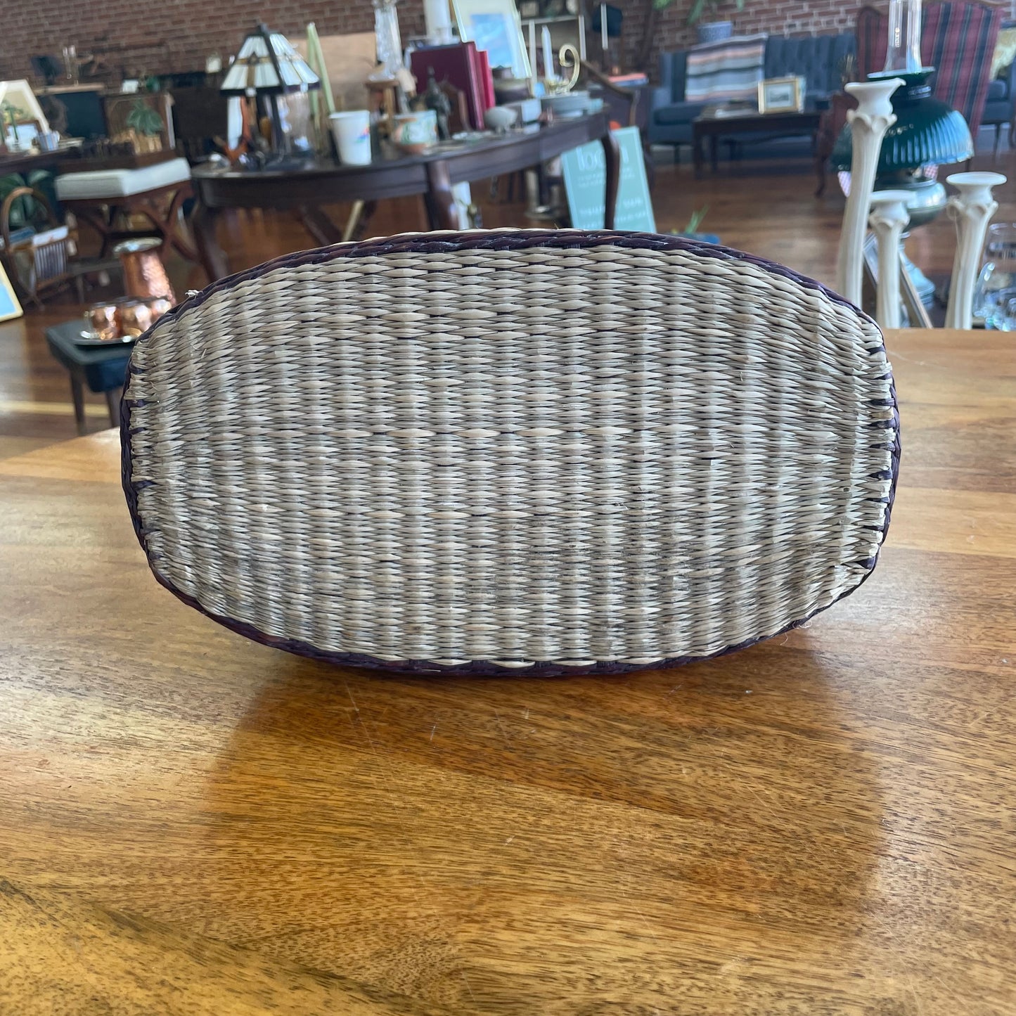 Handwoven Brown Rattan Vase – Tapered Organic Shape