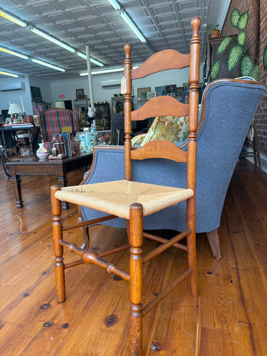Vintage Ladder Back Chair with Rush Seat – Classic Country Charm