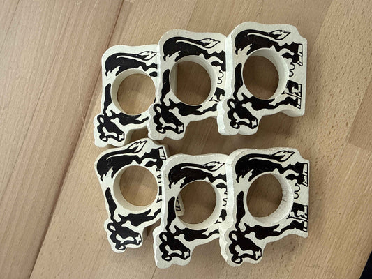 Wooden Cow Napkin Rings — Black & White, Set of 6