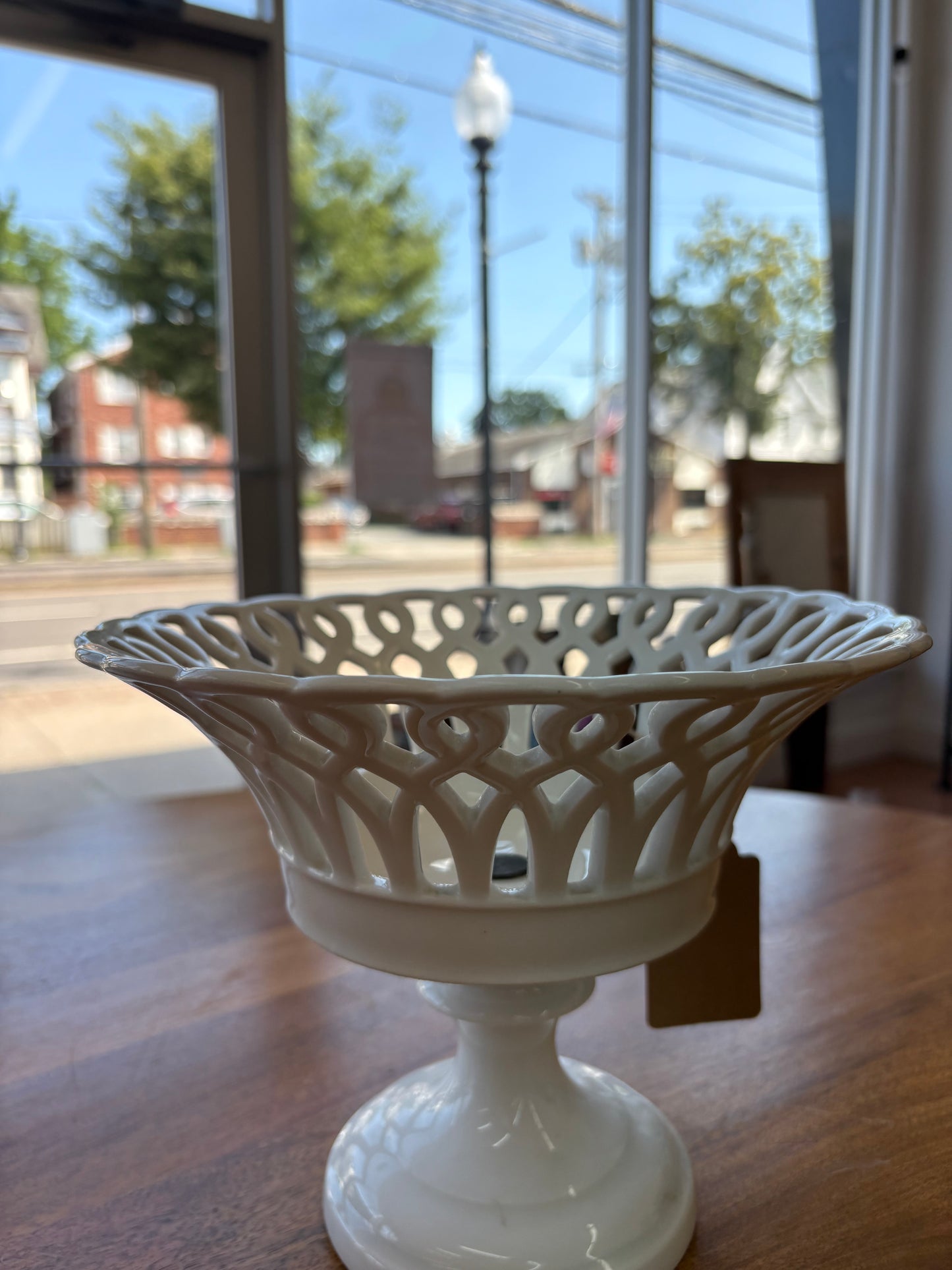 Antique Old Paris White Porcelain Compote – Reticulated Pedestal Bowl, 1800s