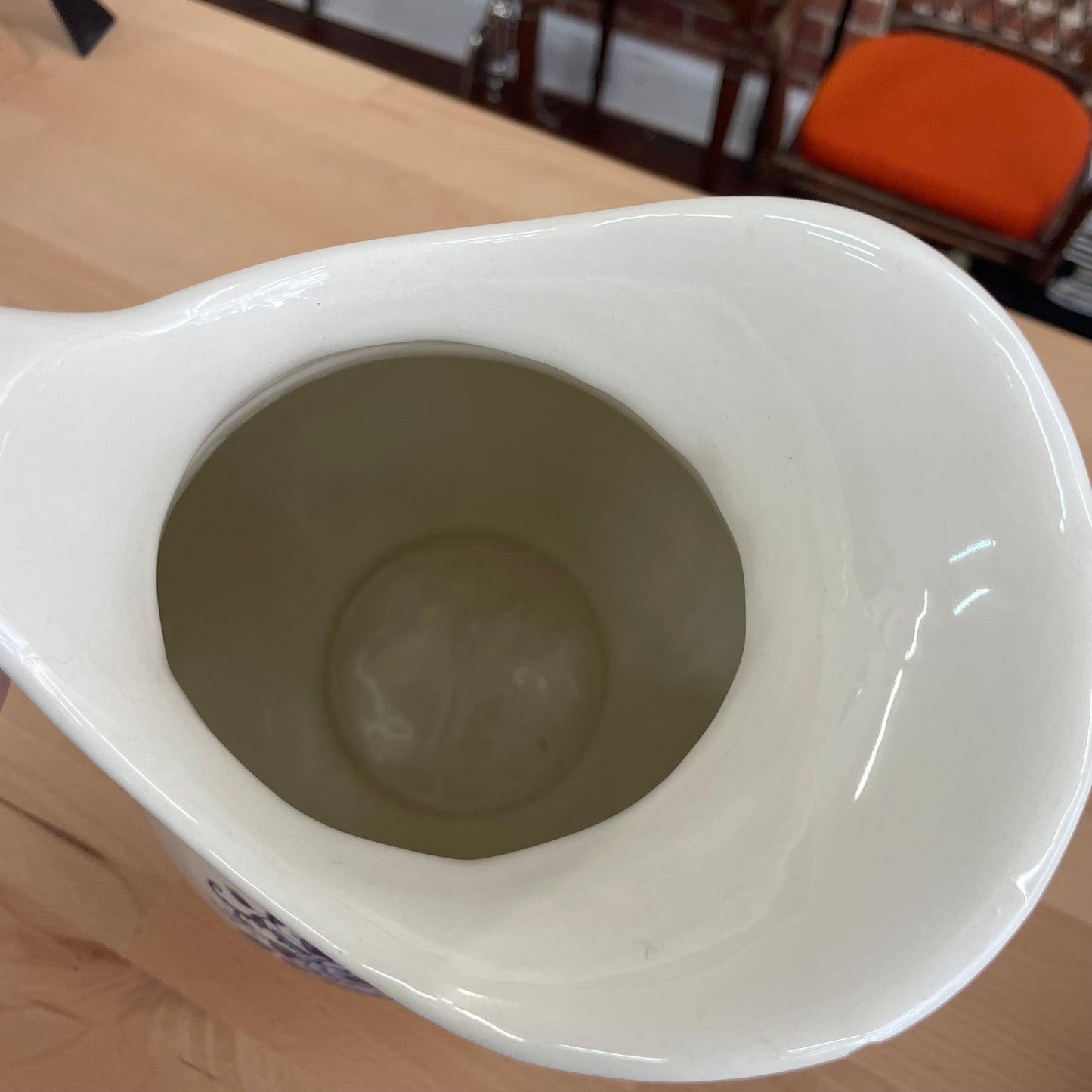 Vintage Blue & White Floral Ceramic Wash Basin and Pitcher Set