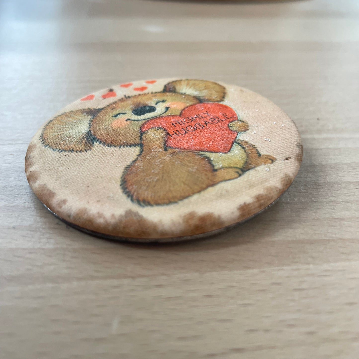 Vintage 1980 “Highly Huggable” Koala Pinback Button – 2.25” Cute Retro Pin