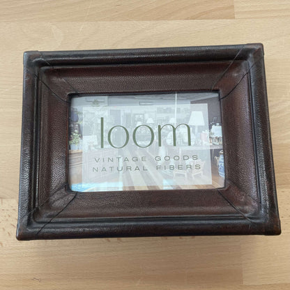 Leather picture frame front, angled view