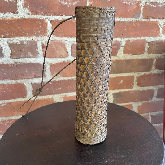 Rare 1920s–40s Japanese Ikebana Woven Bamboo Hanging Basket