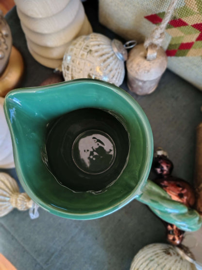 Italian Green Ceramic Holly Christmas Pitcher – Made in Italy (No. 10080) – photo 5 of 7