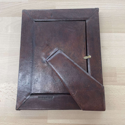 Embellished leather frame back, angled