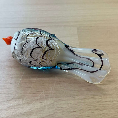 Murano foil glass bird — top view of the scaled glass body