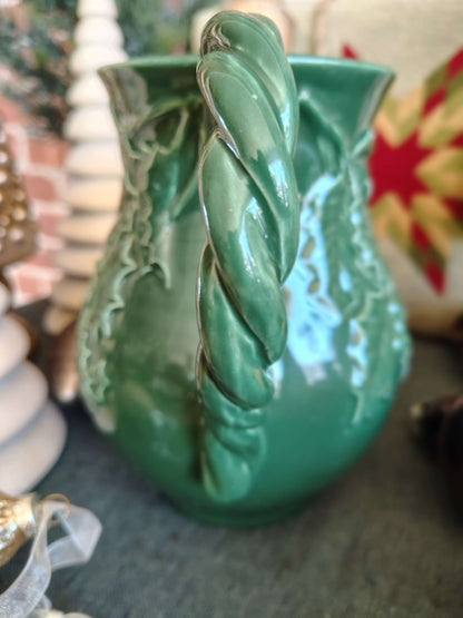 Italian Green Ceramic Holly Christmas Pitcher – Made in Italy (No. 10080) – photo 6 of 7