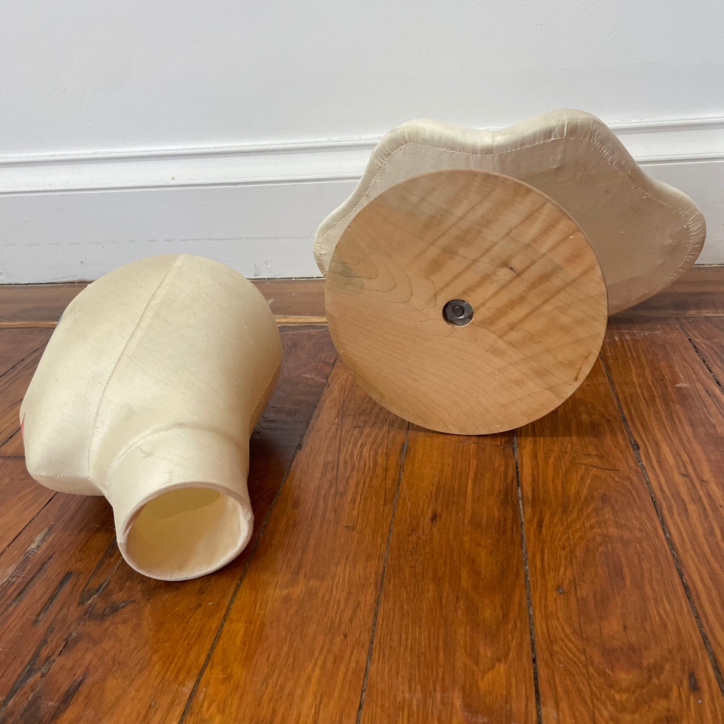 Vintage Hand-Painted Mannequin Bust – Upper Torso with Wooden Stand