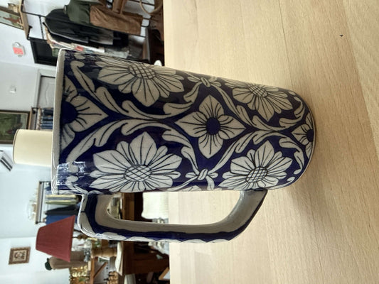 Handmade Tall Stoneware Mug — Hand-Painted Floral