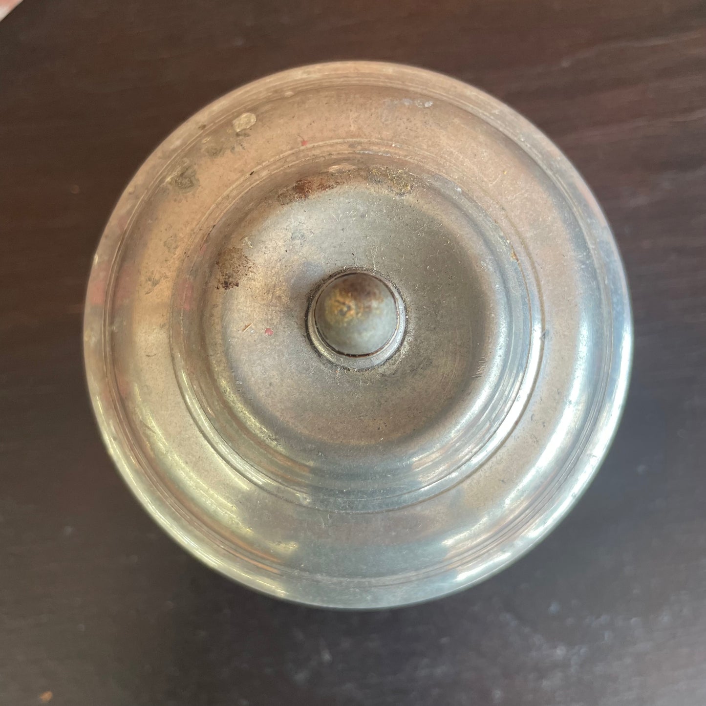 Vintage Pewter Storage Canister with Lid and Finial Handle (Marked Base)