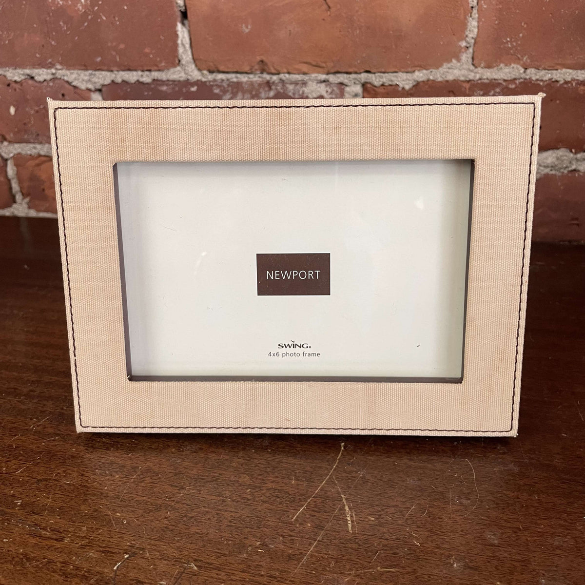 Newport beige canvas-wrapped picture frame, front