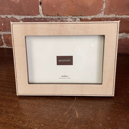 Newport beige canvas-wrapped picture frame, front