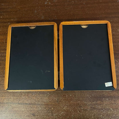 Hinged double wood picture frame — backs of both panels