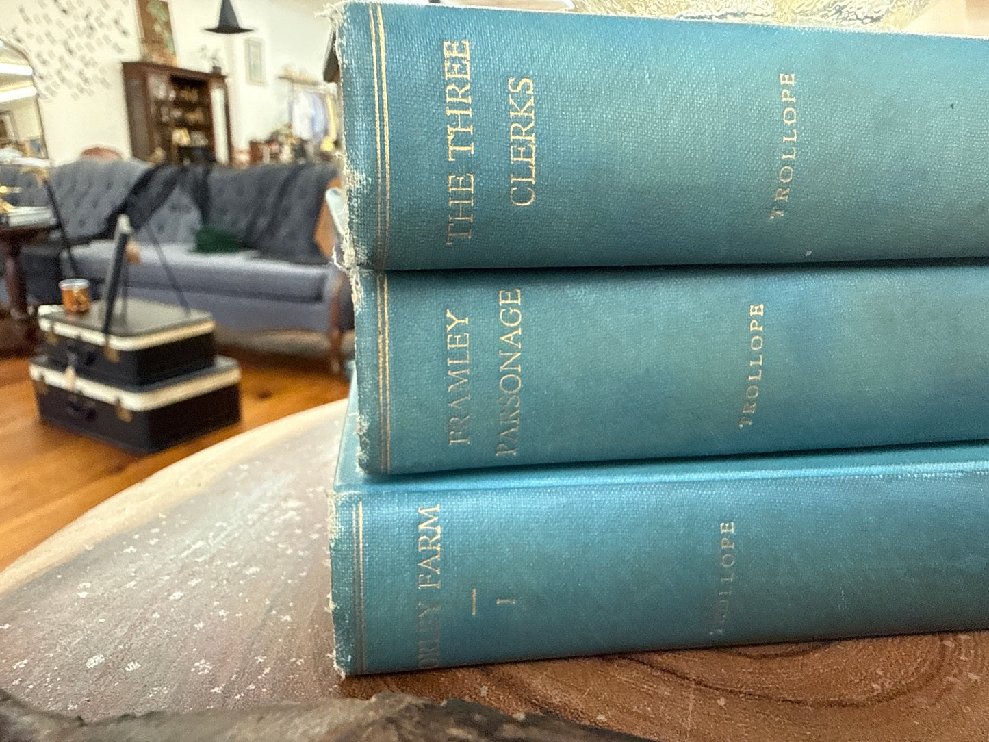 Anthony Trollope — Set of 3 Antique Novels, Blue Cloth Boards, Gilt Lettering