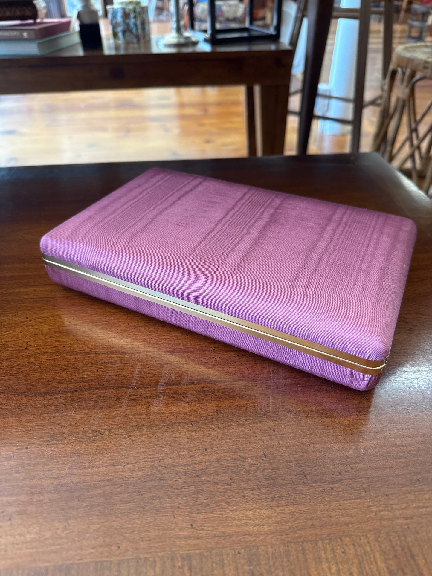 Purple Satin Jewelry Case with Mirror and 24 Compartments