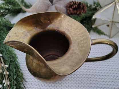 Vintage Hand-Hammered Brass Pitcher – Rustic Farmhouse Vase or Jug – photo 4 of 7